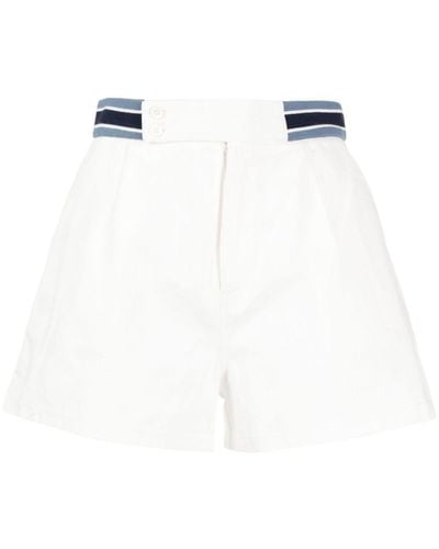 The Upside Striped-waistband Organic Cotton Shorts - White