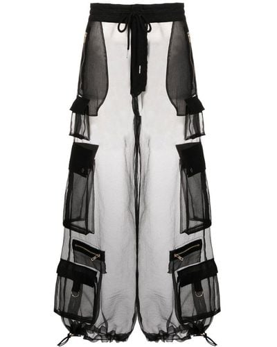 Cynthia Rowley Pantalon cargo transparent à coupe fuselée - Noir