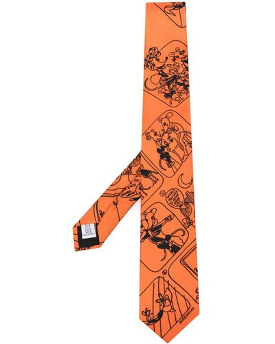 Moschino Cravate en soie à imprimé graphique - Orange