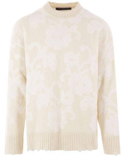 FEDERICO CINA Emilia Patterned-jacquard Sweater - White