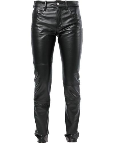 MM6 by Maison Martin Margiela Straight-leg Leather Pants - Black