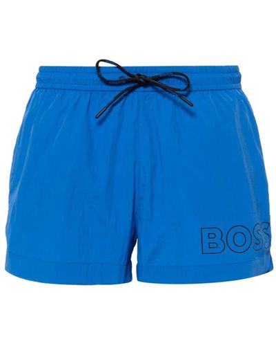 BOSS ロゴ トランクス水着 - ブルー