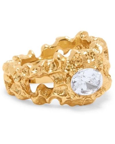 Oscar de la Renta Coral Ring mit Kristallen - Mettallic