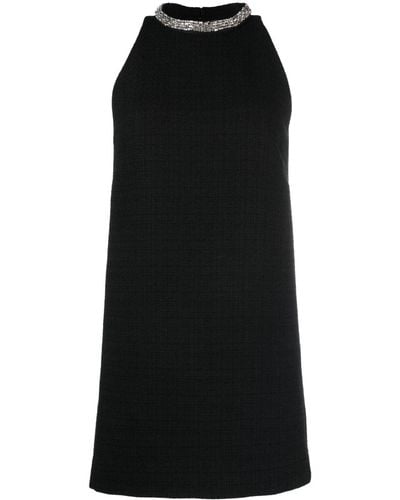 Sandro Crystal-embellished Sleeveless Tweed Minidress - Black