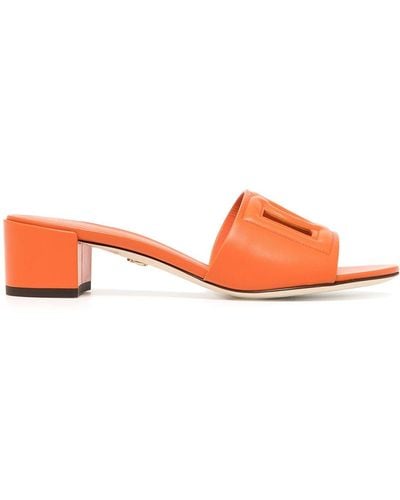 Dolce & Gabbana Logo-patch Open-toe Sandals - Orange