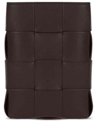 Bottega Veneta Maxi Intrecciato Leather Phone Pouch - Black