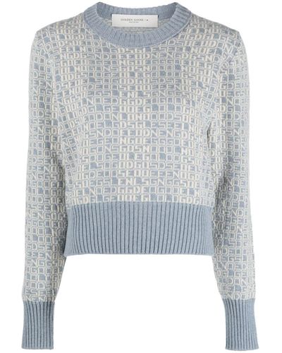 Golden Goose Intarsia-knit Logo Sweater - Blue