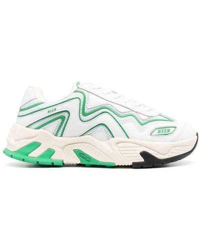 MSGM Panelled Low-top Trainers - Green