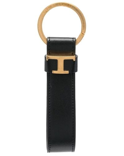 Tod's T-logo Leather Keychain - Black