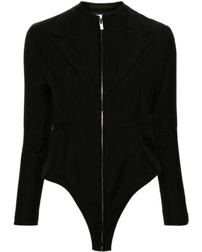 Noir Kei Ninomiya Pintuck-detailing Tailored Bodysuit - Black