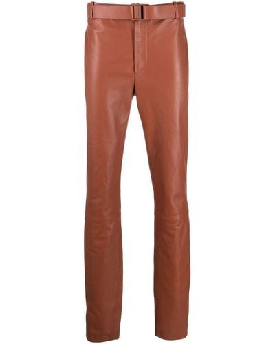 Off-White c/o Virgil Abloh Lea Buckled Leather Pants - Red