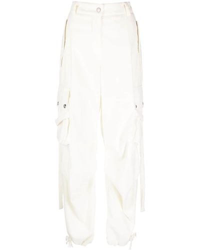 MSGM Pantalon en velours à poches cargo - Blanc