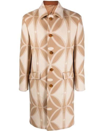 Etro Geometric-pattern Wool Coat - Natural