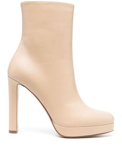 Francesco Russo Leather Ankle Boots - Natural
