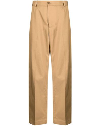 Maison Kitsuné Mid-rise Straight-leg Cotton Pants - Natural