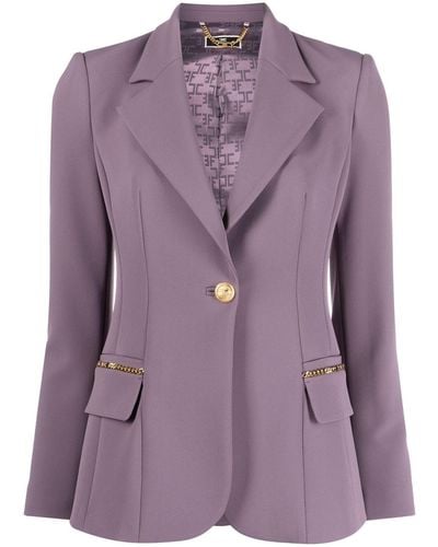 Elisabetta Franchi Chain-embellished Crepe Blazer - Purple