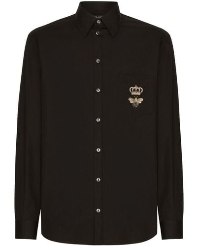 Dolce & Gabbana Overhemd Met Geborduurd Logo - Zwart