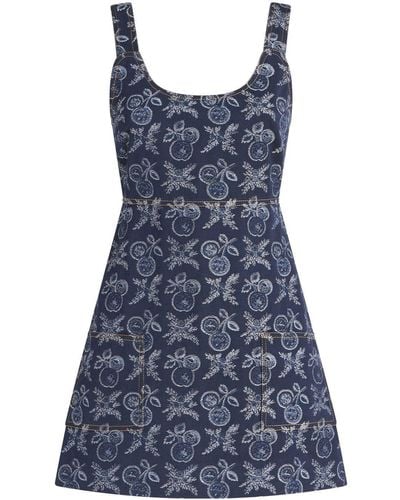 Etro Patterned Jacquard Mini Dress - Blue