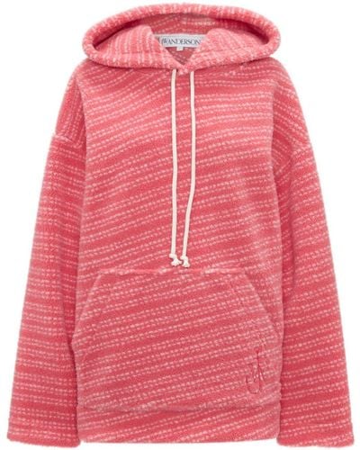 JW Anderson Embroidered-logo Striped Hoodie - Pink