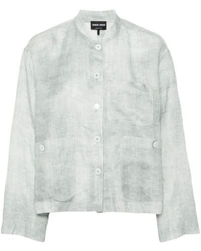 Giorgio Armani Long-sleeve Linen Shirt - White
