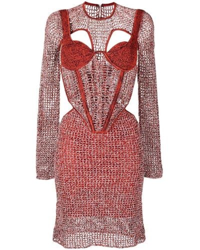 Dion Lee Crochet Mini Dress - Red