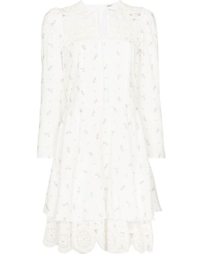 Masterpeace Floral-print Lace-trim Dress - White