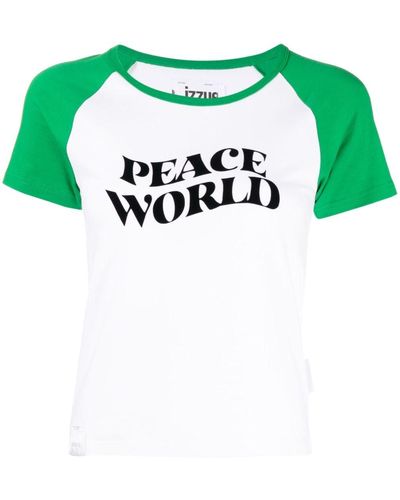 Izzue Slogan-print Stretch-cotton T-shirt - Green