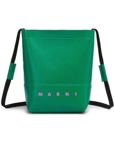 Marni Logo-print Two-tone Shoulder Bag - Green