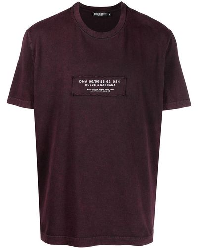 Dolce & Gabbana T-Shirt mit Logo-Patch - Rot