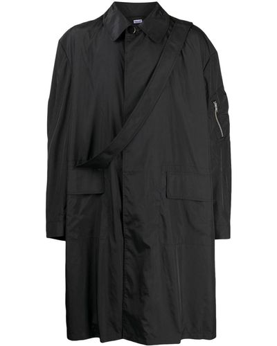 Random Identities Strap-detail Midi Raincoat - Black