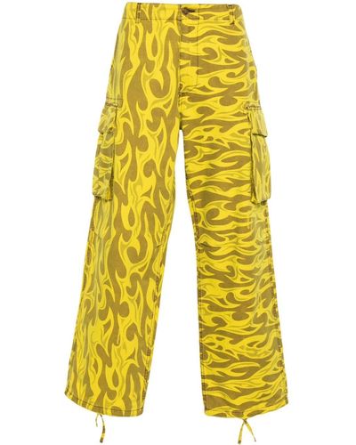 ERL Pantalones cargo con estampado abstracto - Amarillo