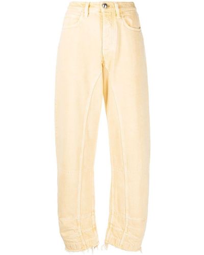 Jil Sander Frayed-detail Straight Pants - Natural