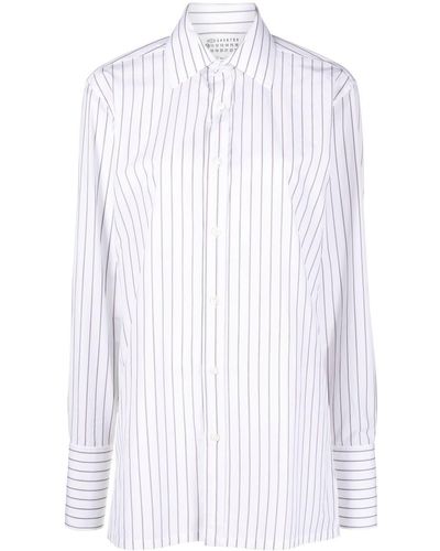 Maison Margiela Camisa a rayas diplomáticas - Blanco