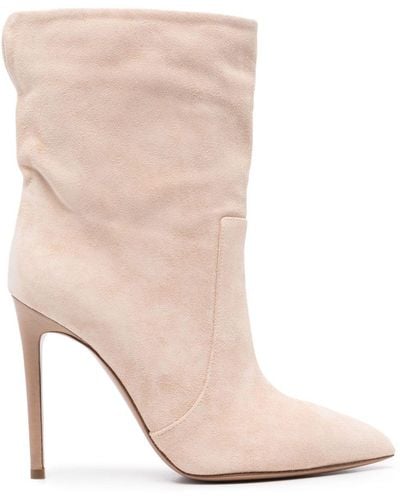 Paris Texas 105mm Suede Pointed Ankle Boots - Pink