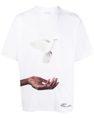 3.PARADIS Camiseta con pájaro estampado - Blanco