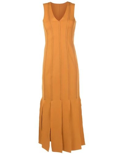UMA | Raquel Davidowicz Midi-jurk Met V-hals - Oranje