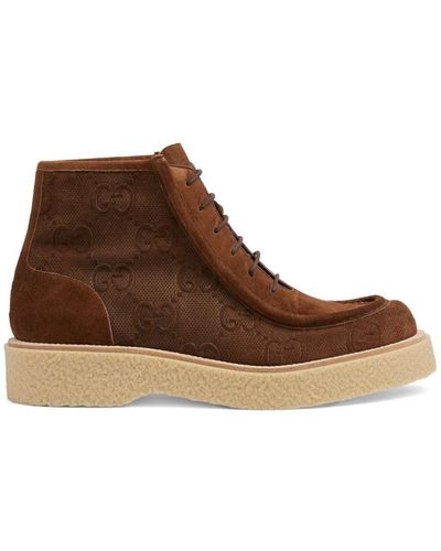 Gucci GG-canvas Lace-up Ankle Boot - Brown