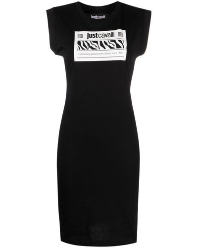 Just Cavalli T-Shirtkleid mit Logo-Print - Schwarz