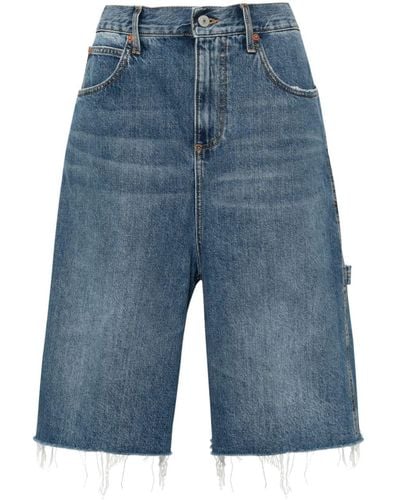Gucci Shorts denim con effetto vissuto - Blu