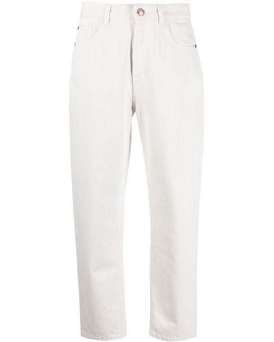 Moorer Pantalon slim à coup courte - Blanc
