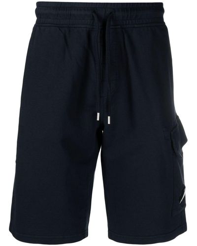 C.P. Company Lens-detailed Cotton Track Shorts - Blue