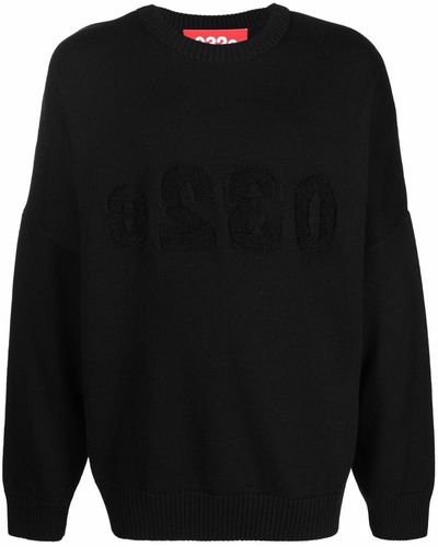 032c Logo-embroidered Knitted Sweater - Black