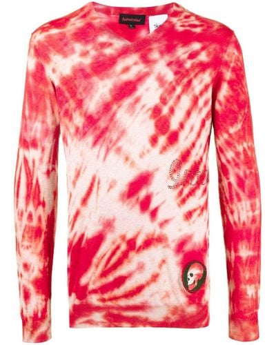 Stain Shade Tie-dye Knit Sweater - Red