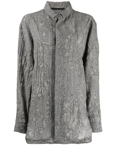 Forme D'expression Textured Patterned Jacquard Shirt - Gray