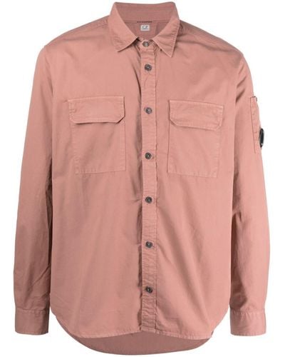 C.P. Company Lens-detail Buttoned Cotton Shirt - Pink