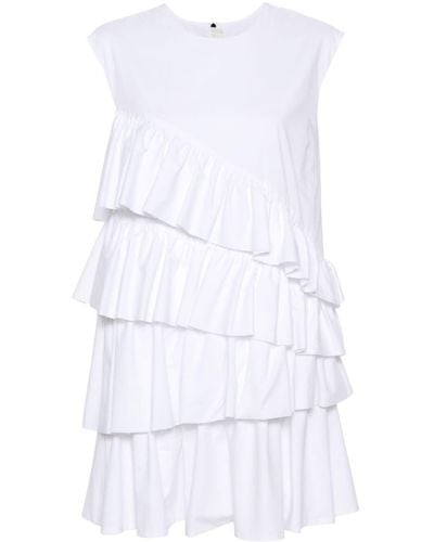 MSGM Ruffle-detailing Cotton Dress - White