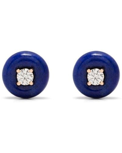 Fernando Jorge 18kt Rose Gold Orbit Medium Diamond And Lapis Lazuli Studs - Blue