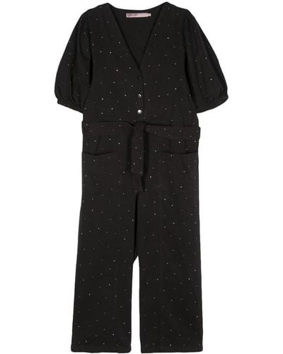 Bimba Y Lola Crystal-embellished Denim Jumpsuit - Black