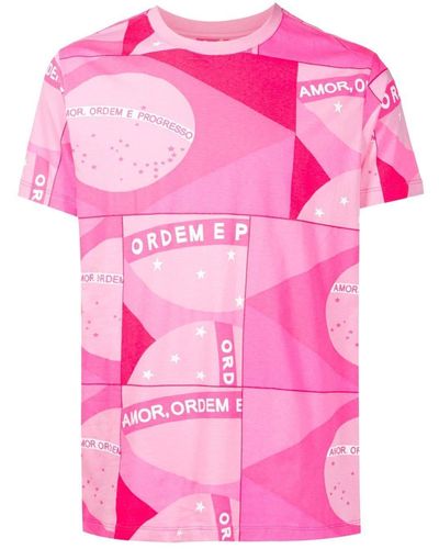 Amir Slama T-Shirt im Patchwork-Look - Pink