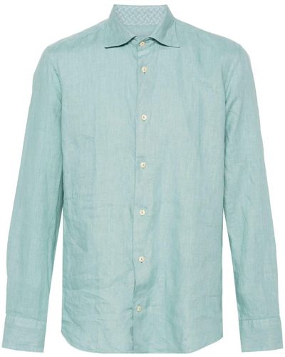 Drumohr Poplin Linen Shirt - Blue